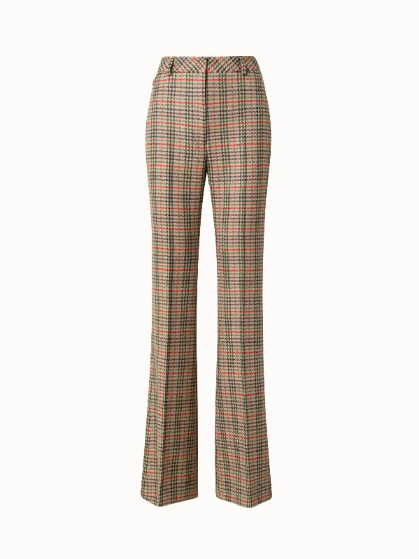 Fashion Pioneer Checked Wool Bootcut Pants