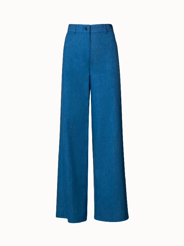Comfortable Jeans Washed Denim Wide Leg Pants