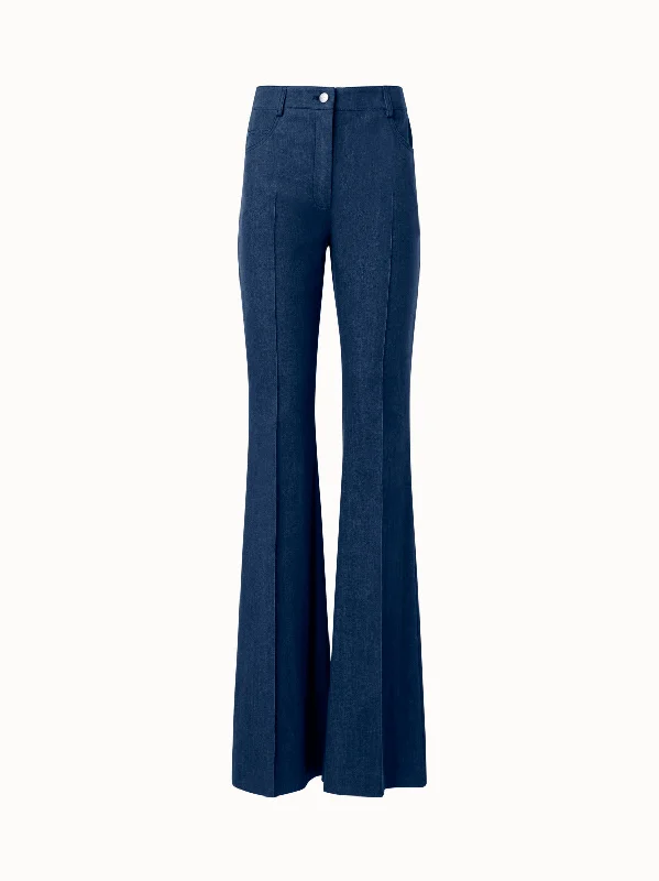 Minimal Style Cotton Denim Stretch Bootcut Pant