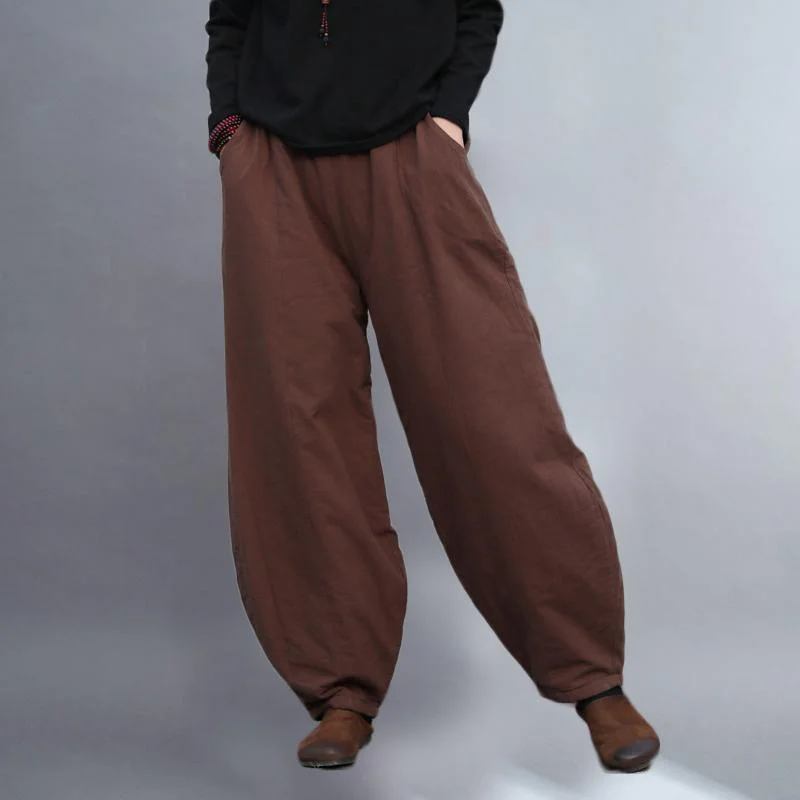 Cotton Linen Winter Warm Pants