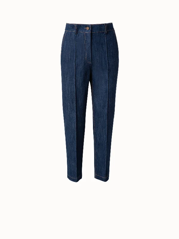 Casual Fit Wear Cotton Stretch Denim Tapered Pants