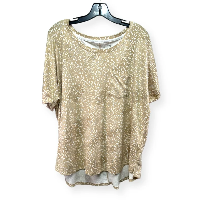 Soft Looks Cream Top Short Sleeve Wonderly, Size 1x