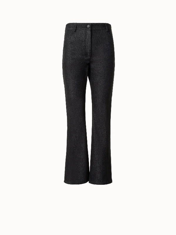 Weekend Wear Cropped Cotton Denim Flared Pants