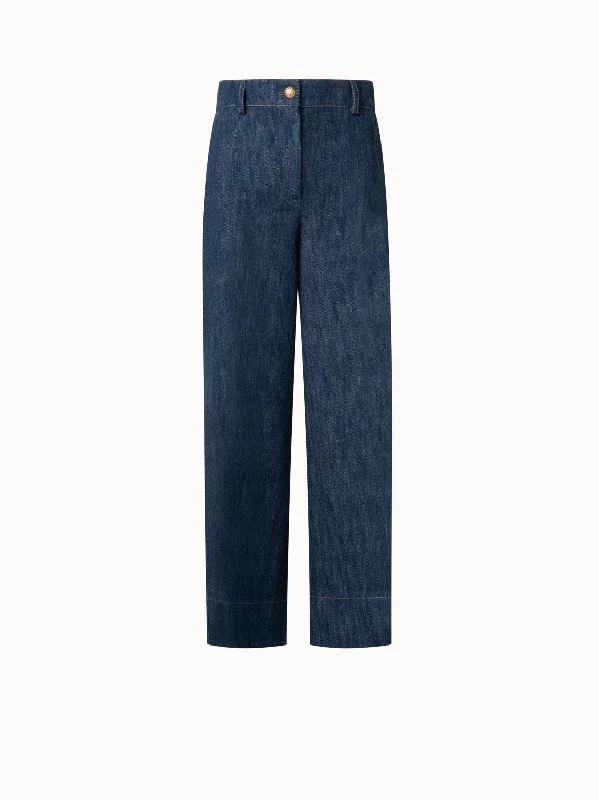 Cozy Look Cropped Wide Leg Pants in Sailor Denim