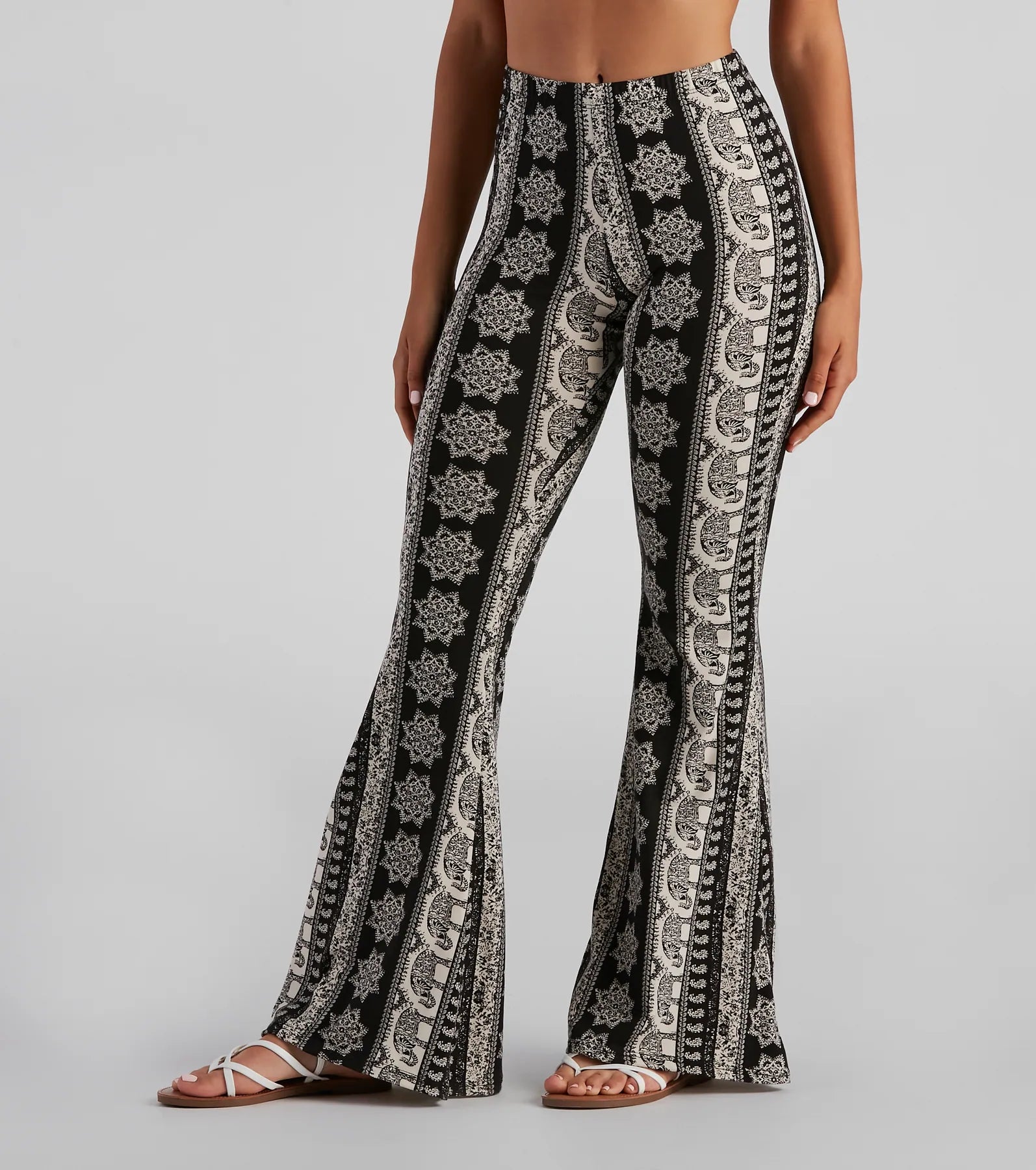 Cozy Street Style Elephant Print Bohemian Flare Pants
