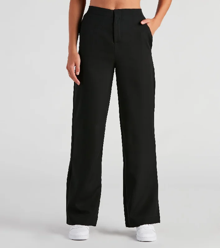 Breathable Design Elevated And Trendy Wide-Leg Trouser Pants