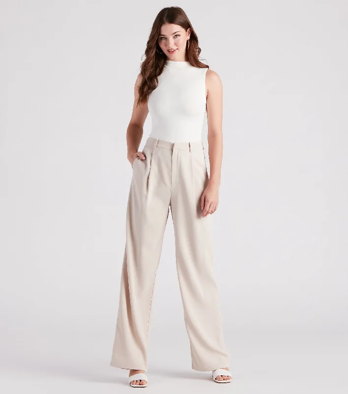 Relaxed Fashion Elevated Style Wide-Leg Trouser Pants