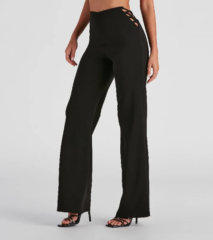 Warm Wear Eyes Up Here Crepe Lace-Up Pants