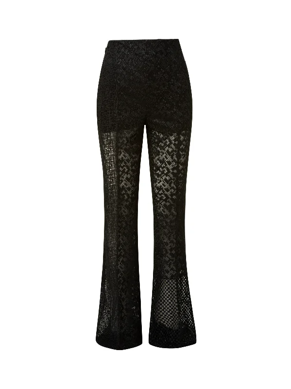 Everyday Style High Waist Techno Embroidery Patchwork Bootcut Pants