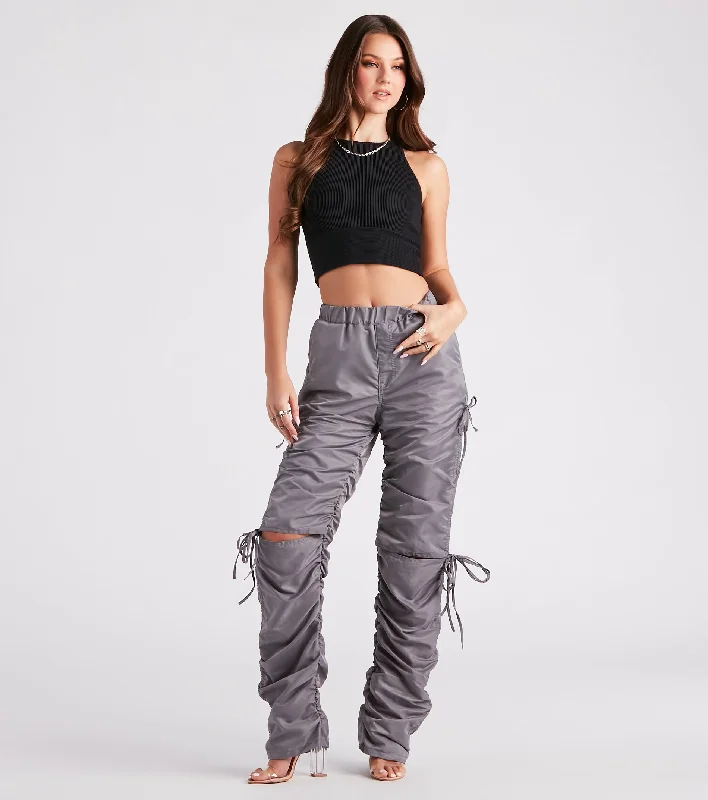 Relaxed Clothing Finish Line High-Rise Knee Slit Joggers