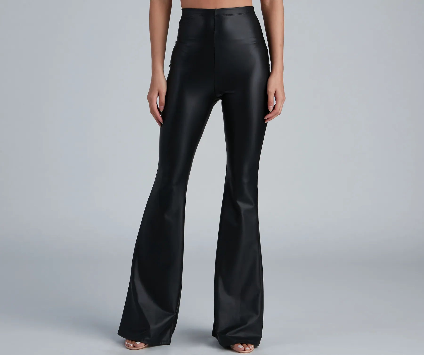 Casual Fit Wear Flare For You Faux Leather Pants