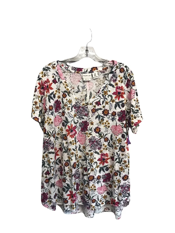 British Style Floral Print Top Short Sleeve By Rachel Zoe, Size: 1x