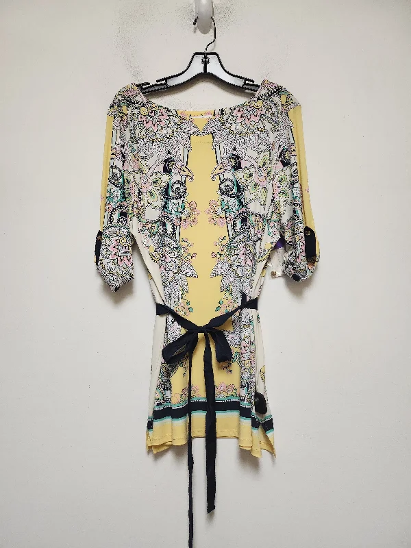 Elegant And Noble Floral Print Top Short Sleeve Charter Club, Size 2x