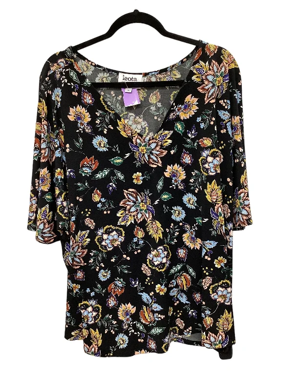Casual Choice Floral Print Top Short Sleeve Leota, Size 3x