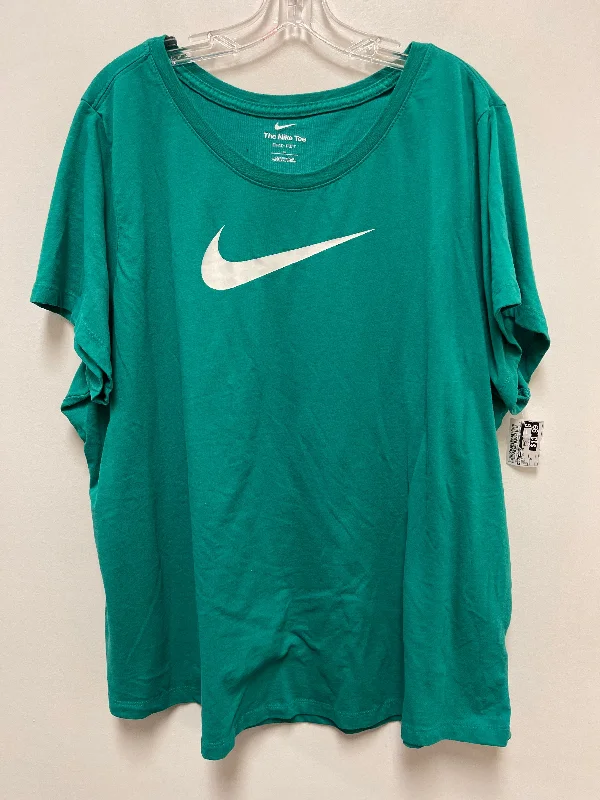 Simple Design Green Athletic Top Short Sleeve Nike Apparel, Size 3x