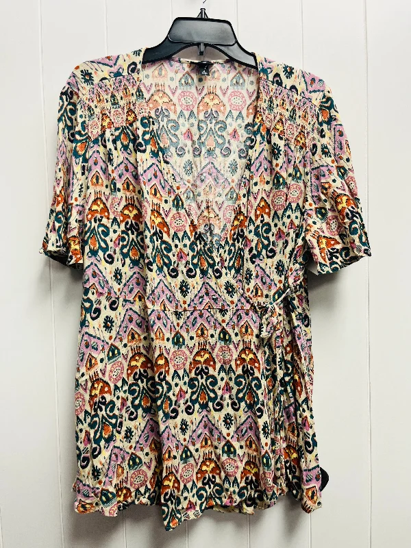 Fashionable Inner Wear Green & Orange Top Short Sleeve Torrid, Size 2x