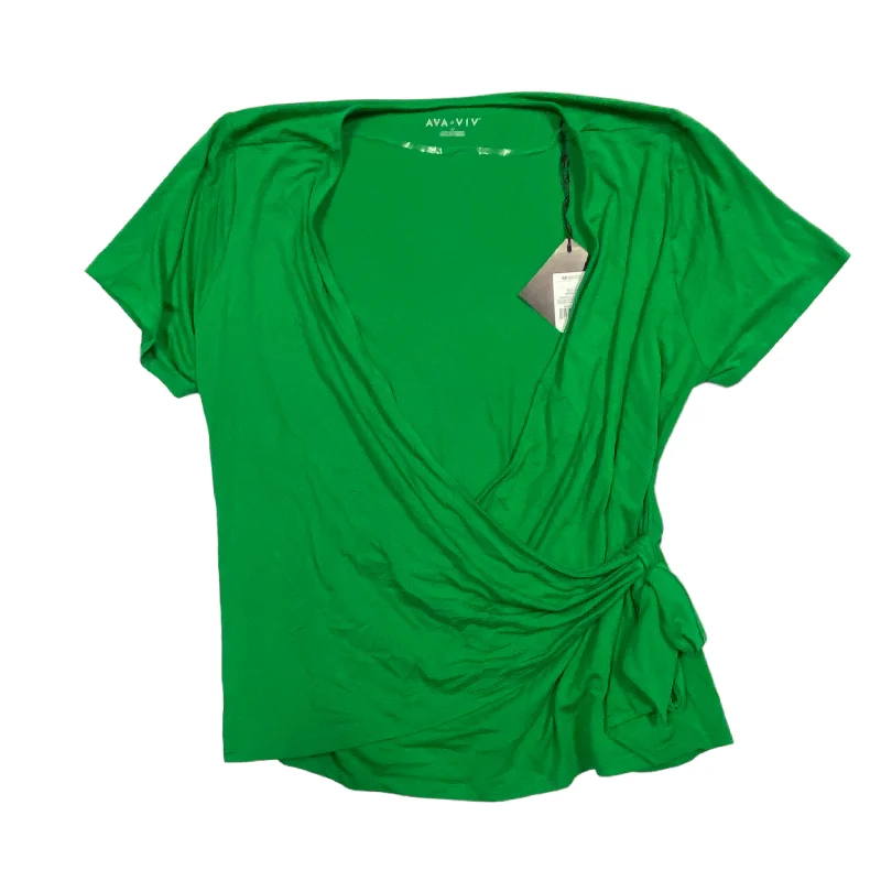 Personal Design Green Top Short Sleeve Ava & Viv, Size 2x