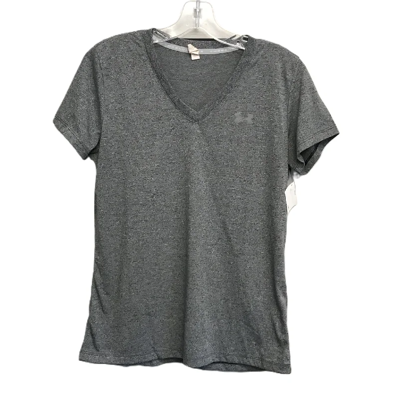 Grey Athletic Top Short Sleeve By Under Armour, Size: S