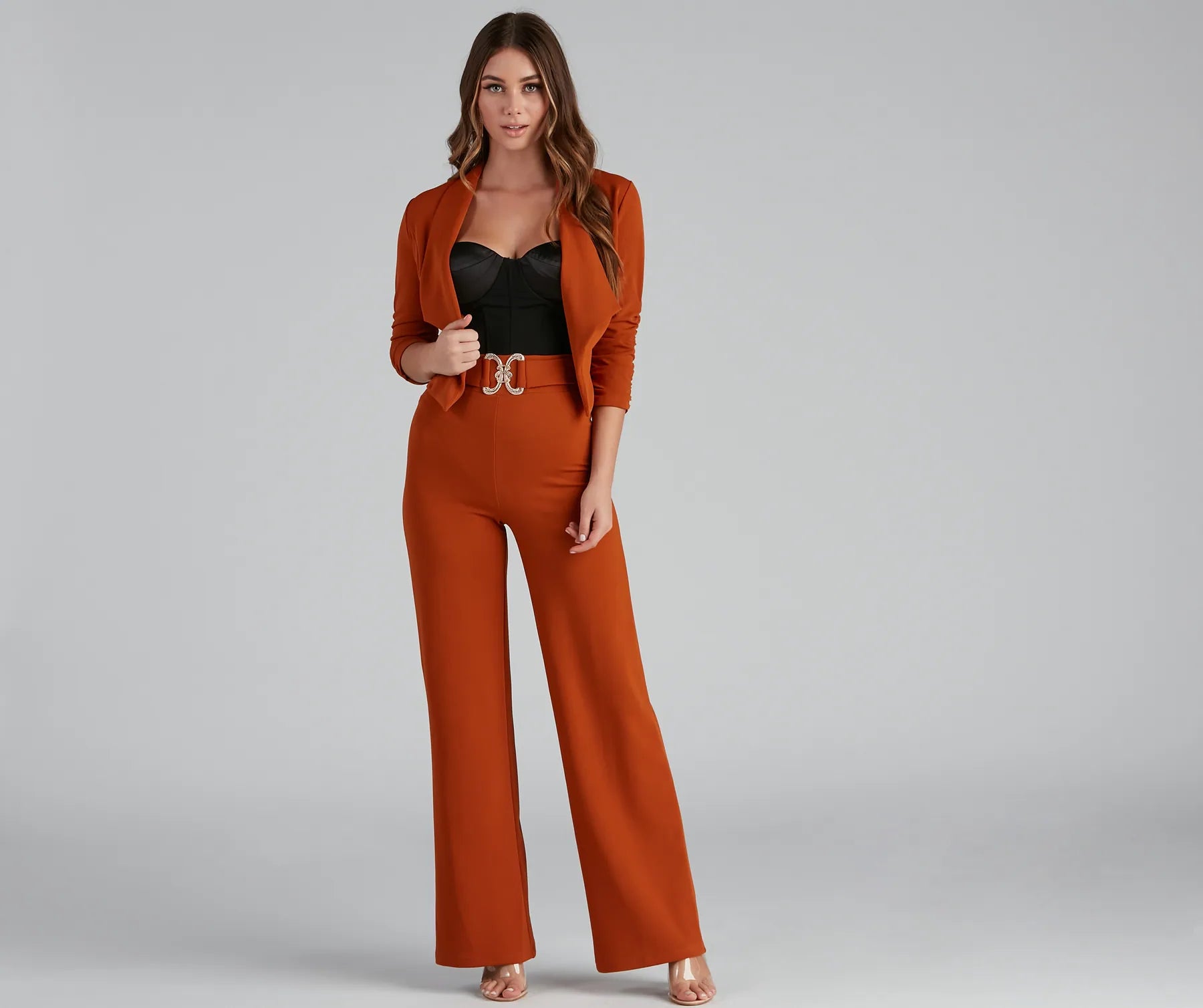 Printed Patterns House Of Glam Belted Wide Leg Pants