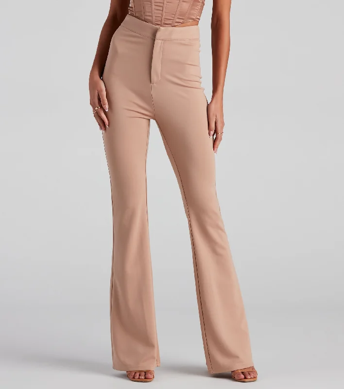 Simple Style In Office Ponte Flare Trouser Pants