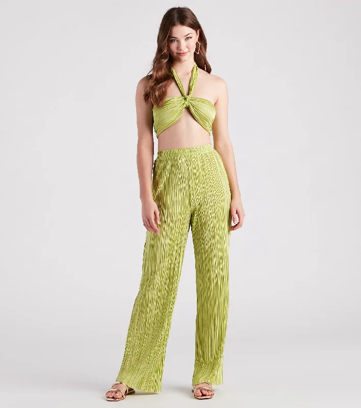 Layered Style Island Guru Pleated Wide Leg Pants