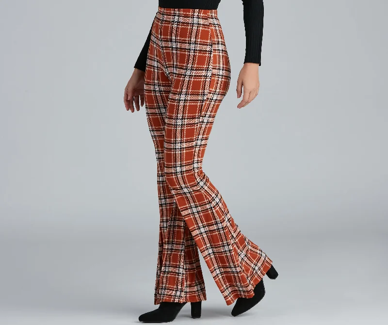 Luxury Fashion Keeping It Trendy Plaid High Waist Pants