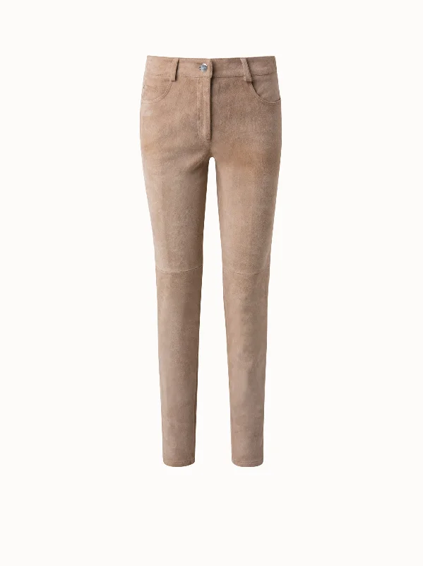 Soft Style Lamb Suede Stretch Leather Pant