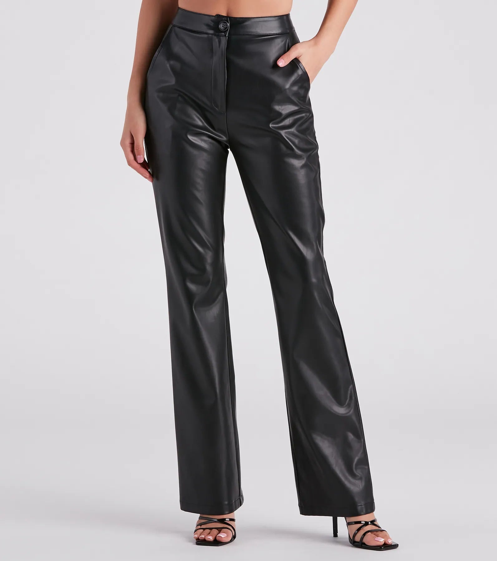 New Products Major Slay Faux Leather Wide-Leg Pants