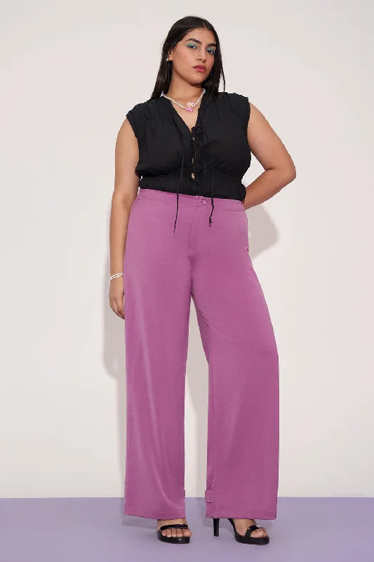 Mauve Taupe Curve Adjustable Hem Korean Pants