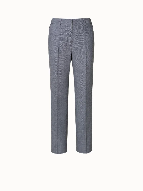 Simple Style Wool Double-Face Straight Leg Pants
