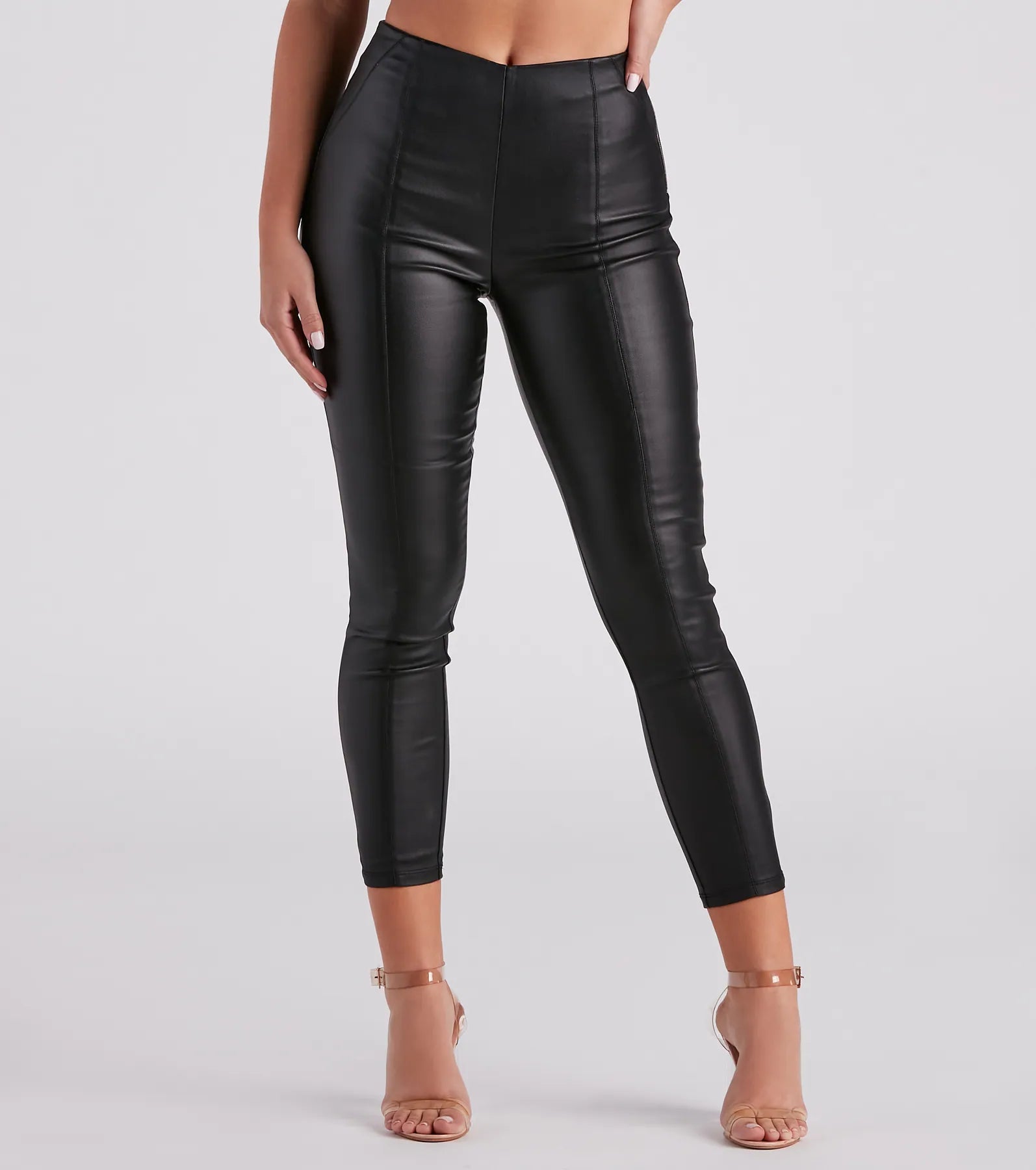 Casual And Casual Top Spot Coated Faux Leather Skinny Pants
