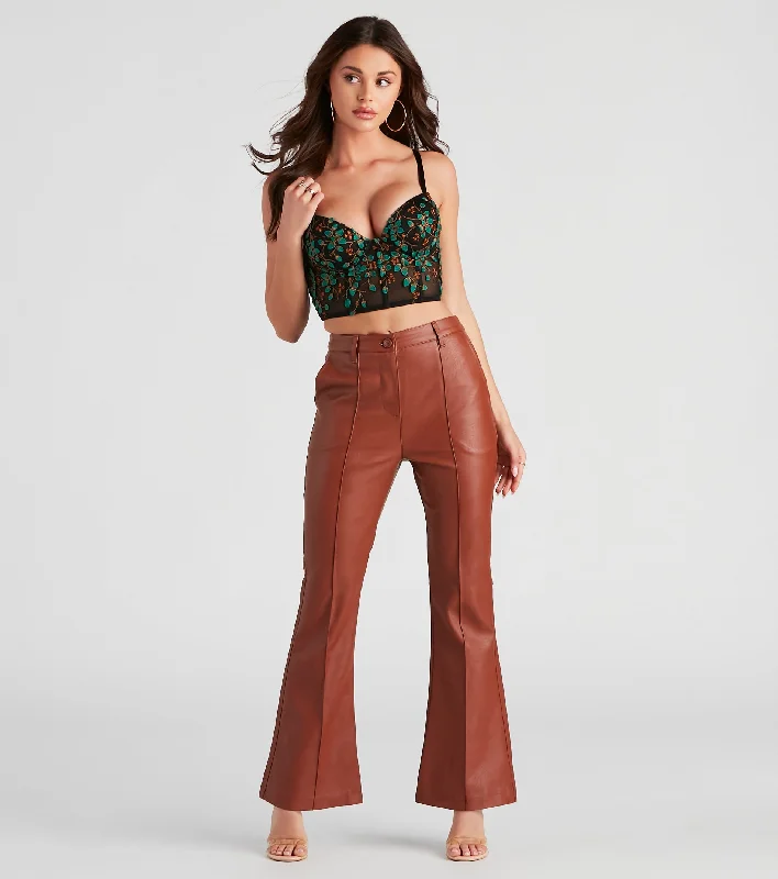 Youthful Vitality Modern Sixties Babe PU Flare Pants