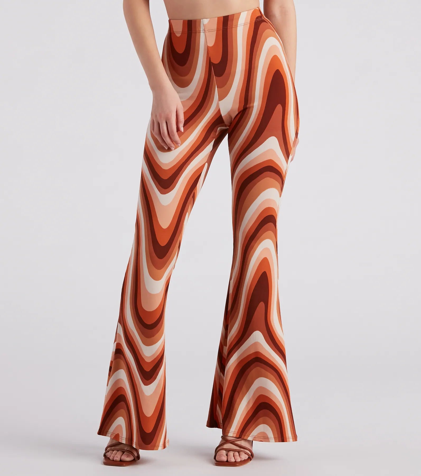 Cozy Fashion Move It Groove It Swirl Print Flare Pants