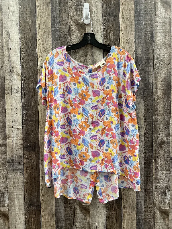 High-end Sense Multi-colored Top Short Sleeve Cynthia Rowley, Size 2x