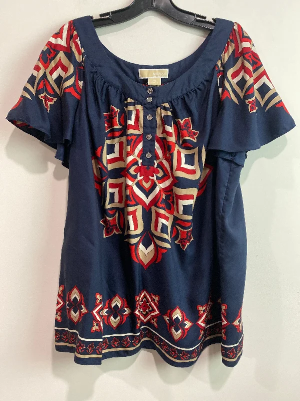 Comfy Pants Navy Top Short Sleeve Michael By Michael Kors, Size 1x