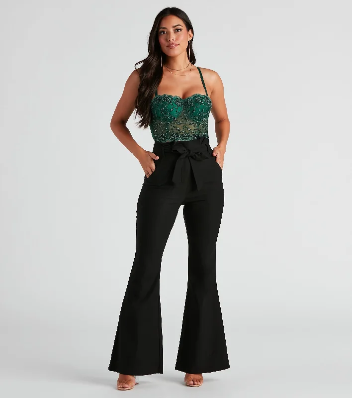 Simple Design Not A Flare Woven Paper Bag Pants