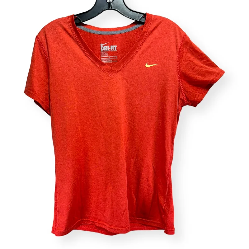 Classic Orange Athletic Top Short Sleeve Nike Apparel, Size L