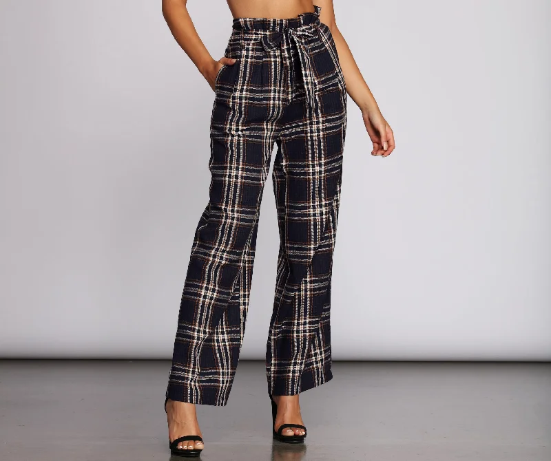 Perfectly Poised In Plaid Paper Bag Pants