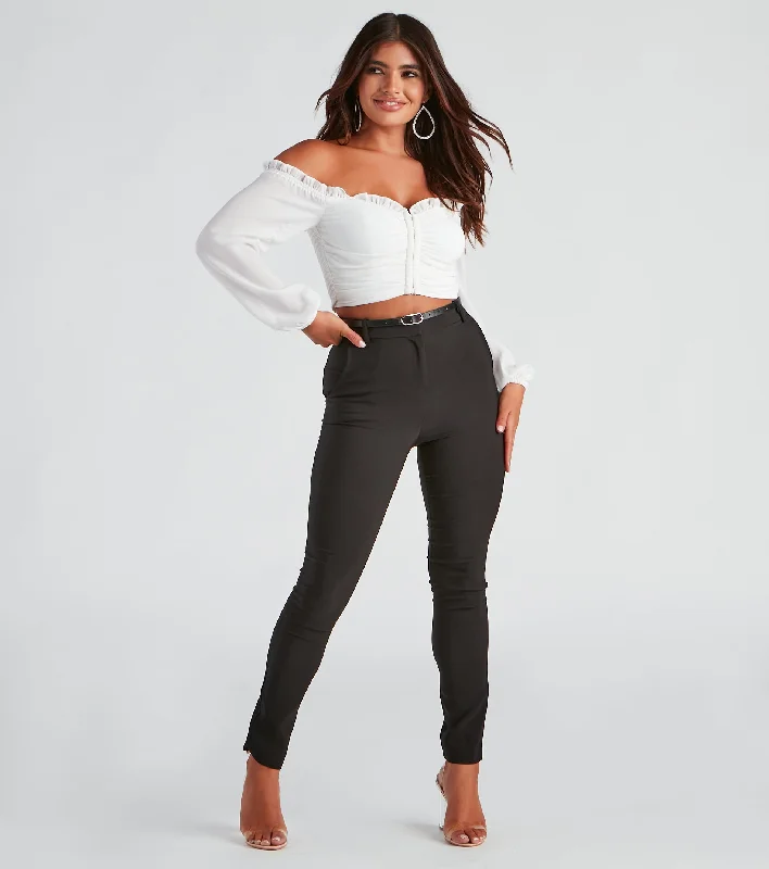 Timeless Comfort Polished And Chic Belted Pants