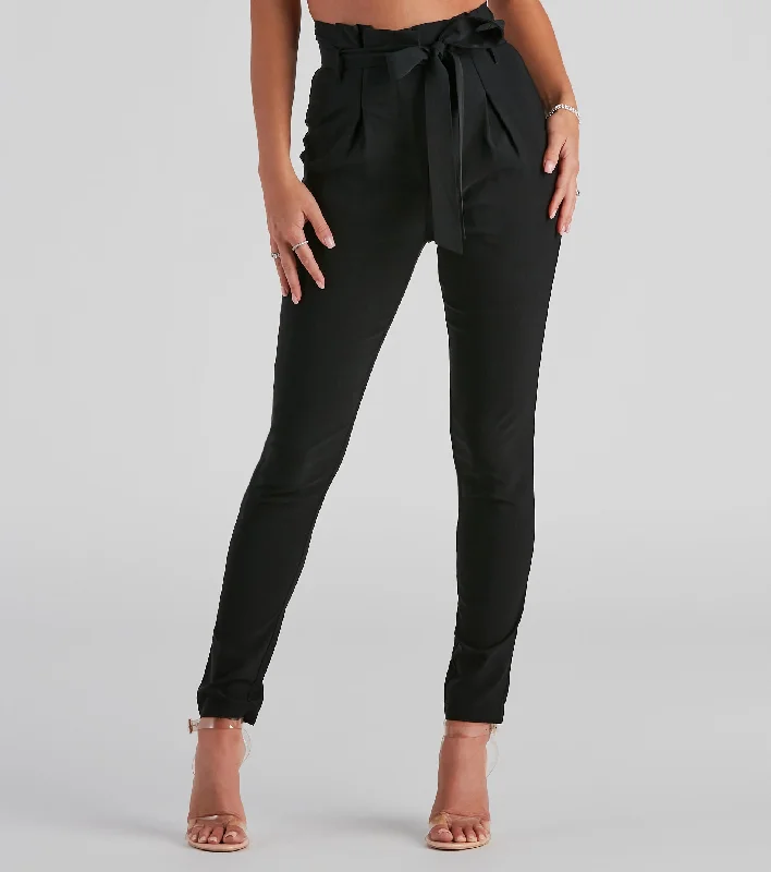Elegant Fit Power Moves Paper Bag Skinny Pants