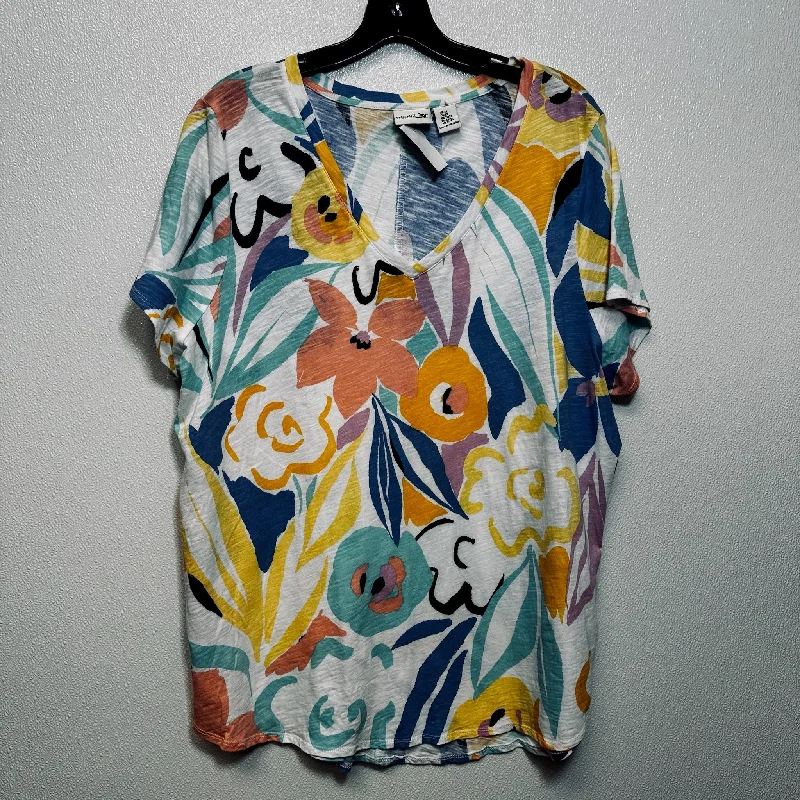 Comfortable And Cold-proof Print Top Short Sleeve Rachel Zoe, Size 2x