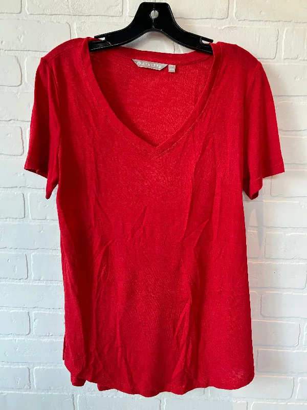 Classic Retro Red Athletic Top Short Sleeve Athleta, Size M