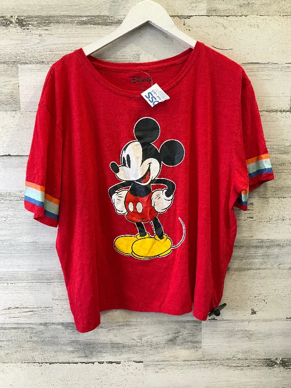 Bright Colors Red Top Short Sleeve Disney Store, Size 2x