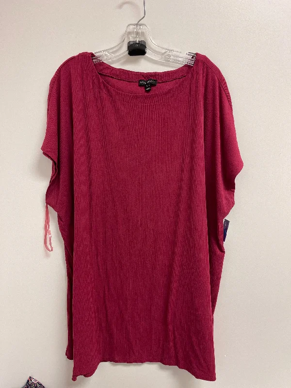 Comfy Pants Red Top Short Sleeve Lane Bryant, Size 3x