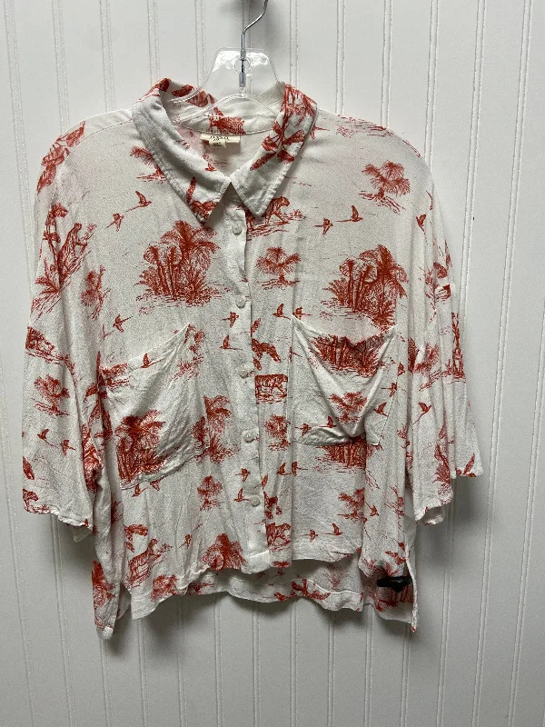 Versatile Outfits Red & White Top Short Sleeve Ana, Size 1x