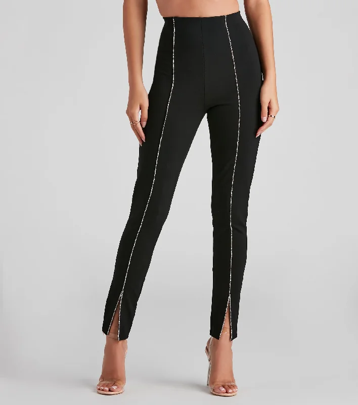 Cozy Sweaters Rhinestone Chic Woven Skinny Pants