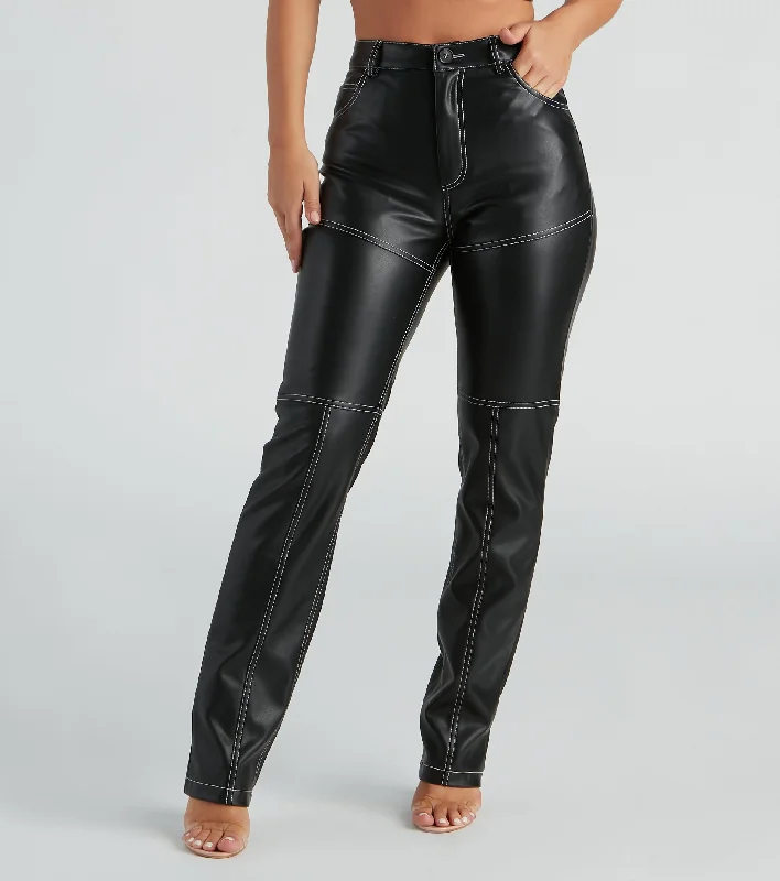 Perfect Tailoring Rock Of Ages Faux Leather Straight-Leg Pants