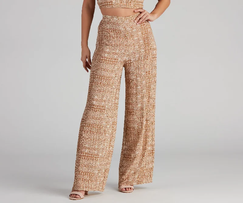 Ethnic Style Sandy Beaches Boho Wide Leg Pants