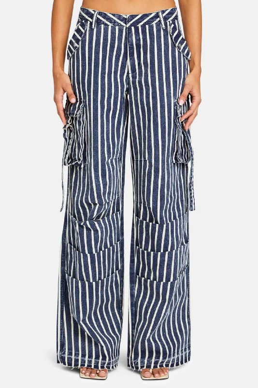 Easy-to-Wear Jane Cargo Pant Navy Stripe