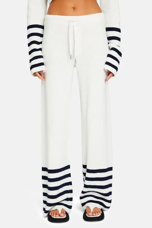 Cozy Knits Poe Knit Pant White/Navy